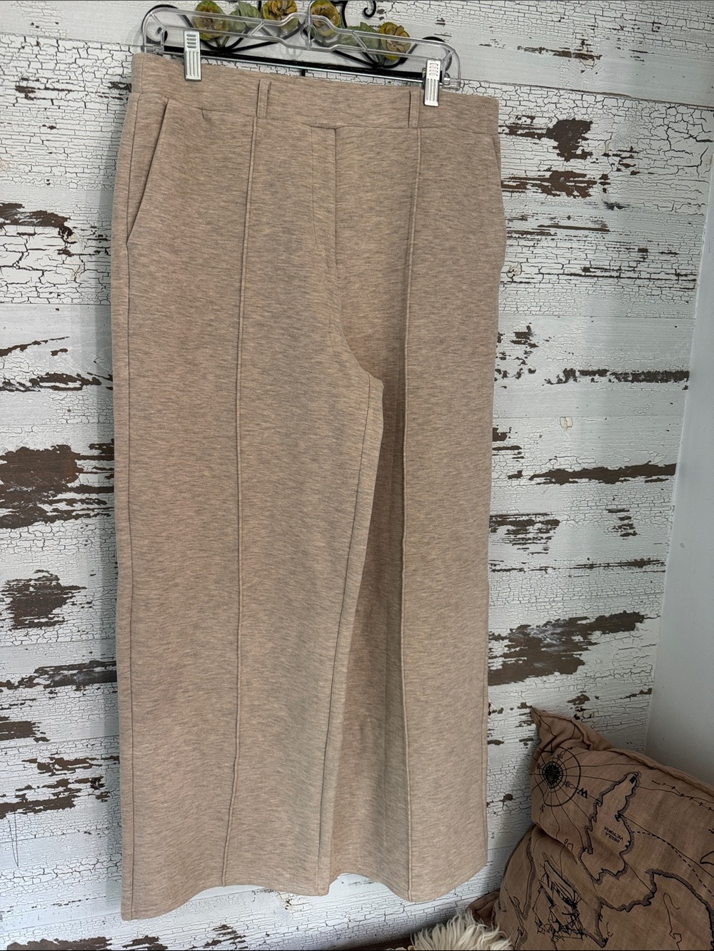 OGL Wide-Leg Knit Pants in Taupe